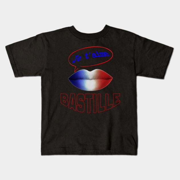 FRANCE JE TAIME BASTILLE Kids T-Shirt by ShamSahid